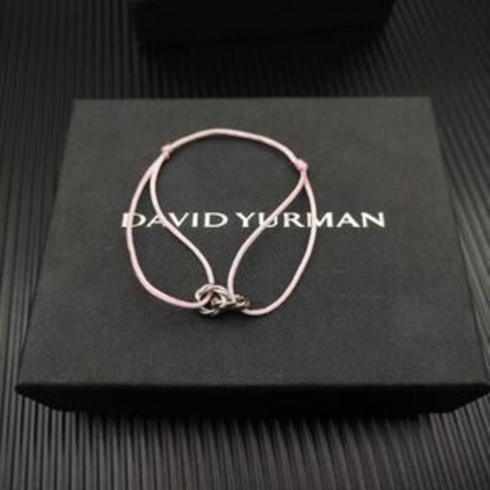 David Yurman Pink Double-Ring Silver Nylon Rope Bracelet - Picture 3 of 5